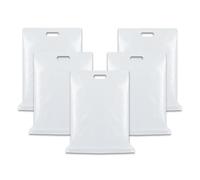 WINCUR 50PCS Small Plastic Bag with Die Cut Handle, Reusable Thick Pack Bulk Treat Bag with Handle for Birthday Party,festival party(Ivory 45 * 55cm/17.71 * 21.65")