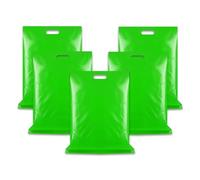 WINCUR 50PCS Small Plastic Bag with Die Cut Handle, Reusable Thick Pack Bulk Treat Bag with Handle for Birthday Party,festival party(Green 45 * 55cm/17.71 * 21.65")