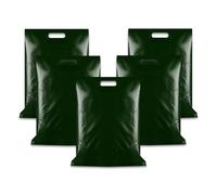 WINCUR 50PCS Small Plastic Bag with Die Cut Handle, Reusable Thick Pack Bulk Treat Bag with Handle for Birthday Party,festival party(Olive 35 * 45cm/13.77 * 17.71")