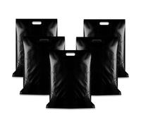 WINCUR 50PCS Small Plastic Bag with Die Cut Handle, Reusable Thick Pack Bulk Treat Bag with Handle for Birthday Party,festival party(Black 45 * 55cm/17.71 * 21.65")