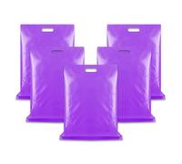 WINCUR 50PCS Small Plastic Bag with Die Cut Handle, Reusable Thick Pack Bulk Treat Bag with Handle for Birthday Party,festival party(Purple, 40 * 50cm/15.74 * 19.68")