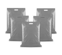 WINCUR 50PCS Small Plastic Bag with Die Cut Handle, Reusable Thick Pack Bulk Treat Bag with Handle for Birthday Party,festival party(Silver 45 * 55cm/17.71 * 21.65")