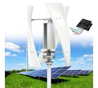 Wind 14000W Turbine Kit, 12V/24V/48V/110V/220V Helix Power Turbine Kit, 3 Blade Kit with Charge Controller for Marine RV Home Industrial,White-110V