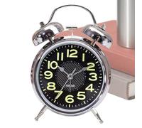 Wind Alarm - 15 cm Vintage Bell, Glows in Dark Display, Loud Timer, Silent Watch | Classic Night Clock for Bedroom Desk Travel Room Children Seniors Up Analogue and Battery