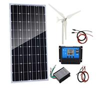 Wind and Solar Kit - 200W Hybrid System with 100W Turbine Generator, 120W Monocrystalline Panel, Controllers and Accessories