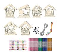 Wind Campaign Kit - 12 Pack Wooden Craft Set, Coloring Projects With Birds, Cat, Fish Bone Shapes | Spring Activity Ornaments Kit