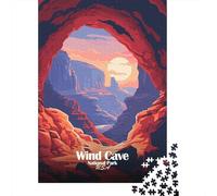 Wind Cave National Park Illustration Travel Puzzle 1000 Pieces, Scenic Mountain Resort, Interlocking Paper Pieces for Home Décor Fans, Relaxing Challenge, 70x50cm/1000pcs