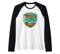 Wind Check Throw Boomerang Flight Over Open Field Raglan Baseball Tee