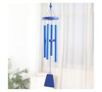 Wind Chime,Brass Decorative Hanging Bell,Four Metal Tube Design,Solid Wood Dome,Suitable for Balcony and Bedroom(Blue)