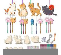 Wind Chime Craft for Wind Chime Kit | 12 Pack Wind Chime Ornament Kit, Spring Projects for Unfinished Wood Coloring Ornaments, Creating Birdhouses