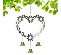Wind Chime for Outdoor Use, Romantic with Floral Pattern and Cut-Out Look, Heart-Shaped Metal Wind Chime, for Father, Mother, Memory, Indoor, Valentine's Day, Wedding, Widow, Balcony, Home