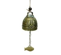 Wind Chime Handmade Pendant Dragon and Fish Patterned Temple Bell Retro Decoration Wall Hanging for Indoor and Outdoor(Color-08)