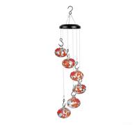 Wind Chime Hummingbird Feeder for Outdoor Hanging with Ant and Bee Resistant Design, Leak-Proof Metal Construction for Garden Decor(Orange)