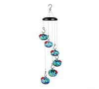 Wind Chime Hummingbird Feeder for Outdoor Hanging with Ant and Bee Resistant Design, Leak-Proof Metal Construction for Garden Decor(Blue)