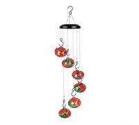Wind Chime Hummingbird Feeder for Outdoor Hanging with Ant and Bee Resistant Design, Leak-Proof Metal Construction for Garden Decor(RED)