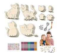 Wind Chime Kit,12 Pack Wind Chime Ornaments Kit | Kids Spring Projects Unfinished Wooden Coloring Ornaments Create Cat Birdhouse Fishbone Designs for Art Party Decor