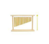 Wind Chime Percussion 20 Tone Wind Chime Solid Aluminum Tube Wooden Desktop Table Single Row Percussion Musical Instrument with Drumsticks(Golden)