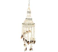 Wind Chime Wind Bell with Shell and Coconut Shell Vintage Rustic Nautical Pendant Wall Art for Patio Window Hanging Decoration Christmas Party White