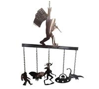Wind Chime With Rocking Design Handmade Metal Decor Featuring Cartoon Monkey 5 Mystery Pendants UFO Nessie Mothman Wendigo) Perfect For National Parks Dog Hanging Ornament (One Size)