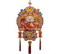 Wind Chimes, 1 Piece, Chinese New Year Decoration, Shaking Head God of Wealth Ornament, Handmade Fabric Pendant, Festive Yard and Home Decor