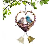 Wind Chimes - Acrylic Heart Shaped Hanging Outdoor Decorative Love Themed Garden Bells Elegant for Window and Porch | for Balcony, Door, Pair