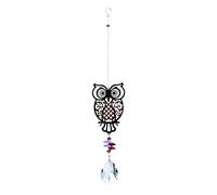 Wind chimes Crystal Sun Prisms Glass Chandelier Solar Hummingbird Owl Wind Chimes Rainbow Chaser Hanging catcher Curtain Pendant Decoration Wind chimes outdoor(Owl)