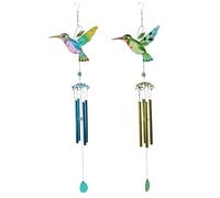 Wind Chimes for Garden 2Pcs Hummingbird Wind Chimes Metal Glass Romantic Chime Hummingbird Gifts Garden Hanging Ornaments for, Patio, Yard, Party Style 2Wind For