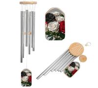 Wind Chimes for Garden,Black White And Red Roses Print Aluminum Alloy Windchimes Outdoor/Indoor,Soothing Melodic Tones Garden Chimes for Patio, Balcony, Backyard Home Decor Gift (20.5" Wind Chime)