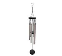 Wind Chimes For Garden Wind Chimes | Wood Top & Charm | Hand-Tuned Medium Wind-Chime （Silver/Black ）(Silver)