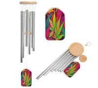 Wind Chimes for Outside, 20.5 Inches Large Aluminum Windchimes Outdoors Multicolor Leaf Weed Art Memorial Windchime Modern Outdoor Decor with Soothing Melodic Tones, Deep Tone Wind Chime