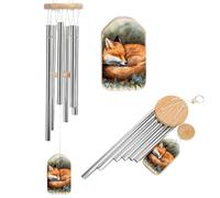 Wind Chimes for Outside A Sleeping Fox Aluminium Windchimes Memorial Wind Chimes with 6 Aluminum Tubes Porch Wind Bell for Outdoor Patio Decoration