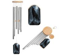 Wind Chimes for Outside Ferocious Howling Wolf Aluminum Tube Windchime with 6 Tuned Tubes Large Memorial Windchime Sympathy Wind-Chime for Outdoor Garden Patio Porch 20.5 Inch
