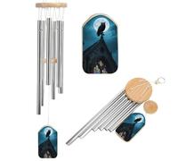 Wind Chimes for Outside Memorial Wind Chime with Catcher Black Owl on Church Decoration Windchime Deep Tone Outdoor Winds Bell for Patio Porch Garden Window Decor