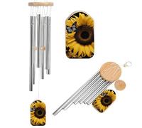 Wind Chimes for Outside Memorial Wind Chime with Catcher Butterfly and Sunflower Decoration Windchime Deep Tone Outdoor Winds Bell for Patio Porch Garden Window Decor