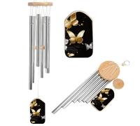 Wind Chimes for Outside Memorial Wind Chime with Catcher Gold White Butterflies Black Decoration Windchime Deep Tone Outdoor Winds Bell for Patio Porch Garden Window Decor