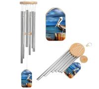 Wind Chimes for Outside Memorial Wind Chime with Catcher Pelican Bird Blue Sea Sky Decoration Windchime Deep Tone Outdoor Winds Bell for Patio Porch Garden Window Decor