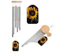Wind Chimes for Outside Memorial Wind Chime with Catcher Sunflower Black Background Decoration Windchime Deep Tone Outdoor Winds Bell for Patio Porch Garden Window Decor