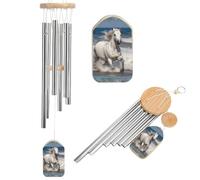 Wind Chimes for Outside Memorial Wind Chime with Catcher White Horse Decoration Windchime Deep Tone Outdoor Winds Bell for Patio Porch Garden Window Decor