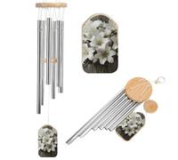 Wind Chimes for Outside Memorial Wind Chime with Catcher White Lily Bouquet Decoration Windchime Deep Tone Outdoor Winds Bell for Patio Porch Garden Window Decor