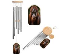 Wind Chimes for Outside,Orangutan Taking Photo Printed Soothing Melodic Tones Windchimes for Outside Patio Home Or Garden Decor 20.5" 6 Aluminum Alloy Metal Tubes
