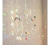 Wind Chimes for Outside, White Moon Sun Catcher Outdoor Garden Decor, Hanging Prisms Windchime for Yard Patio Balcony Wedding(A01 Silver)