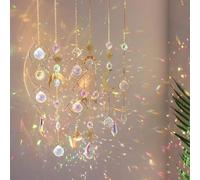 Wind Chimes for Outside, White Moon Sun Catcher Outdoor Garden Decor, Hanging Prisms Windchime for Yard Patio Balcony Wedding(A01 Gold)