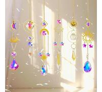 Wind Chimes for Outside, White Moon Sun Catcher Outdoor Garden Decor, Hanging Prisms Windchime for Yard Patio Balcony Wedding(B02 Gold)