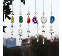 Wind Chimes for Outside, White Moon Sun Catcher Outdoor Garden Decor, Hanging Prisms Windchime for Yard Patio Balcony Wedding(Gold Agate Slice)