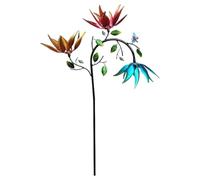 Wind chimes for the yard - with ground spike, weatherproof, flower motif, metal, lawn wind chimes - suitable for outdoor use, patio, lawn, garden path, yard, walking path