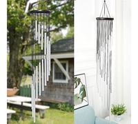 Wind Chimes Outdoor, Outdoor Large Wind Chime Freestanding Triangle Stand, 36" Garden Chimes with 18 Aluminum Alloy Tubes and 3s Hooks for Garden Patio Decor (Silver)