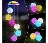 Wind Chimes Outdoor, Solar LED Crystal Ball Wind Chime Lights Garden Lights Waterproof Color Changing LED Best Birthday Gift for Mom Grandma Hanging Decorative Light for Christmas Outdoor Decoration