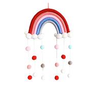 Wind Chimes Room Decoration Handmade Woven Cotton Rope Rainbow Hanging Decoration Wall Hanging Decor with Felt Ball Photo Props terraces (Color : N 26x50cm) (J 26x50cm)