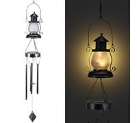 Wind Chimes Solar Lights, Exquisite Hollow LED Sun Night lights, Outdoor Waterproof Metal Windbell Chime Light Lamp for Garden Patio Yard Deck Lawn Porche, Oil Lamp-Shaped Wind Chime