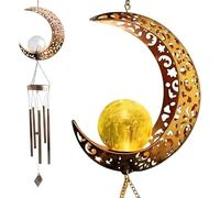 Wind Chimes Solar Lights, Moon Solar Light Wind Chimes Outdoor Garden Waterproof Metal Windbell Chime Light Lamp,Solar Lanterns for Outside Patio Deck Lawns Yard Patio